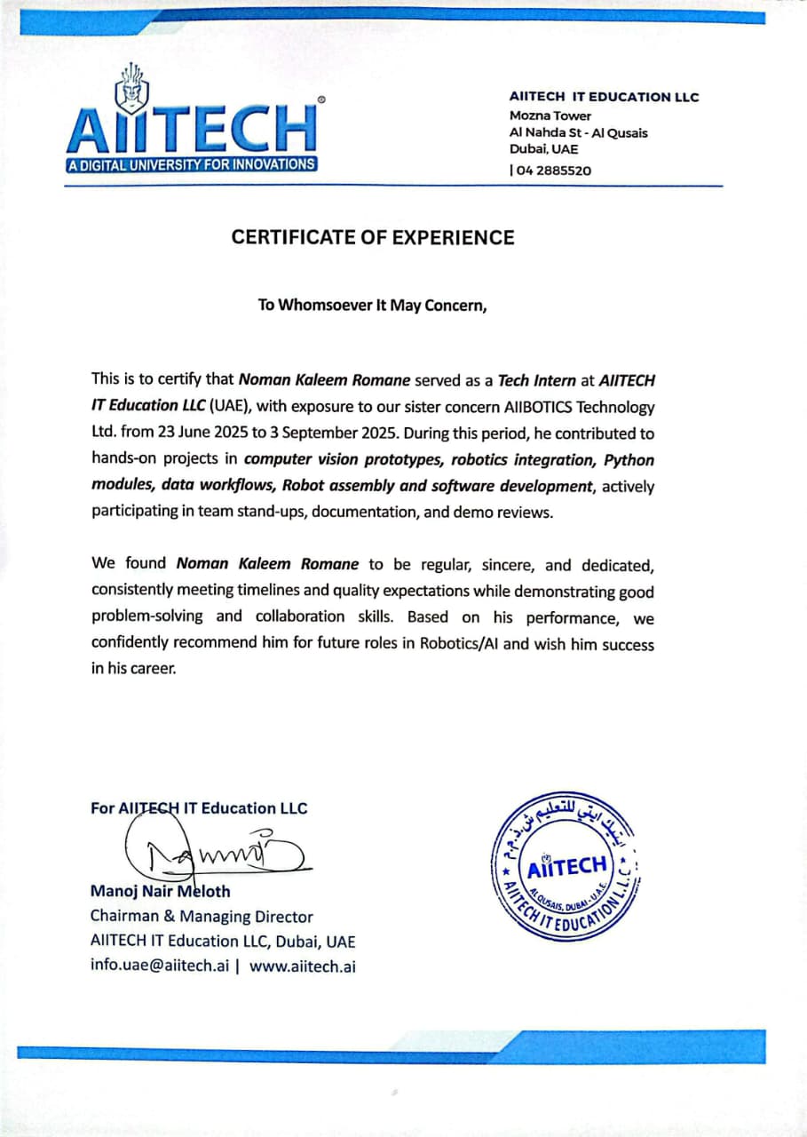 AIITECH Certificate of Experience